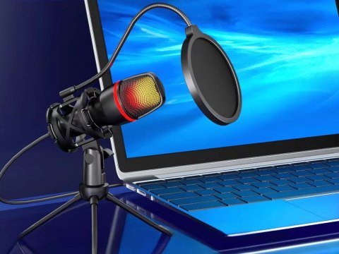 Mikrofon studyjny usb rgb statyw do komputera stream gaming kardioidalny