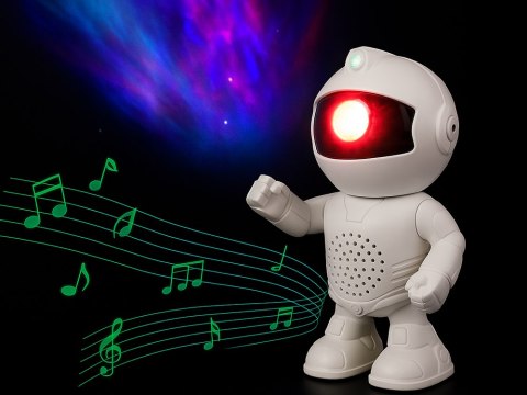 Projektor gwiazd astronauta lampka nocna rzutnik dla dziecka kosmos muzyka