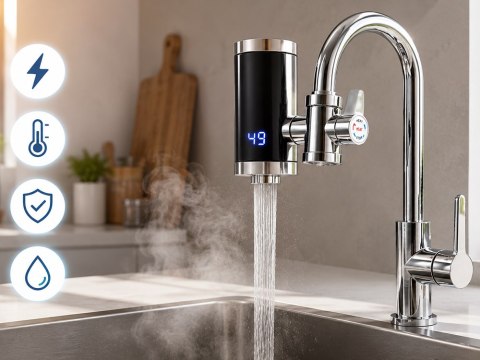 Elektryczny podgrzewacz wody led obrotowy kran 3000w z wyświetlaczem temp