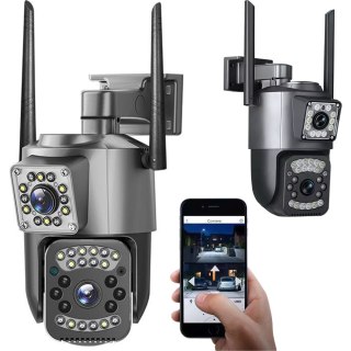 Kamera z dwoma obiektywami wifi zewnętrzna obrotowa wifi detektor ruchu ip