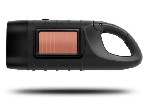 LATARKA DYNAMO SOLARNA 3 LED KINETYCZNA RĘCZNA NAKRĘCANA NA KORBKĘ KLIPS