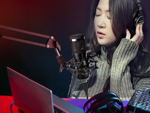 Mikrofon studyjny xlr pojemnościowy zestaw statyw pop filtr kardioidalny