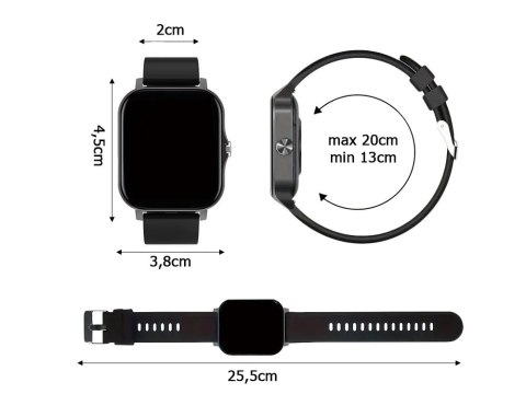 Smartwatch zegarek damski męski gumowy pasek sport bluetooth rozmowy szary