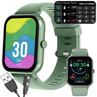 Smartwatch zegarek damski męski gumowy pasek sport bluetooth rozmowy zieleń