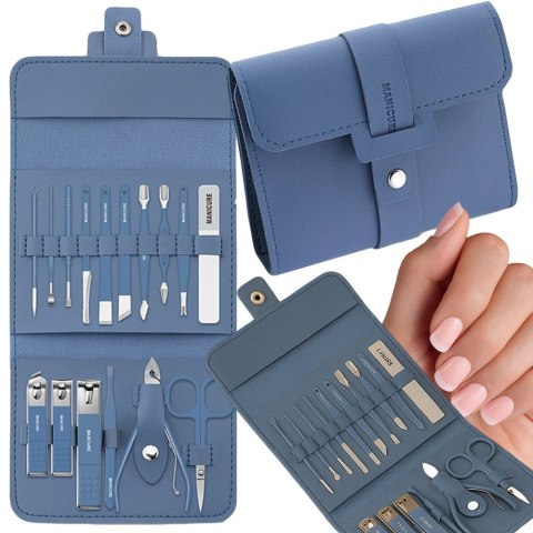 Zestaw do paznokci przybornik manicure pedicure etui cążki 16 elementów