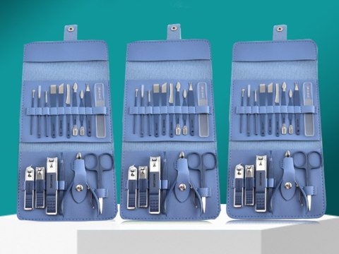 Zestaw do paznokci przybornik manicure pedicure etui cążki 16 elementów
