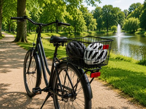 Koszyk rowerowy kosz na bagażnik z odblaskiem metalowy pojemny tylni rower
