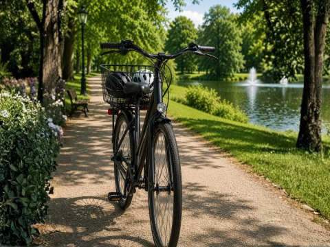 Koszyk rowerowy kosz na bagażnik z odblaskiem metalowy pojemny tylni rower