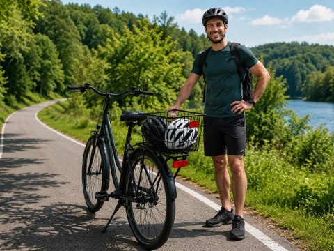 Koszyk rowerowy kosz na bagażnik z odblaskiem metalowy pojemny tylni rower