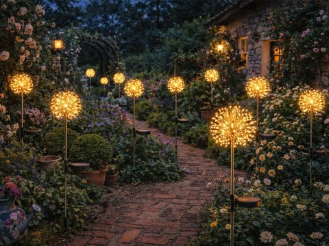LAMPA SOLARNA OGRODOWA LED DMUCHAWIEC FAJERWERK NA SZPIKULCU DO OGRODU 2szt