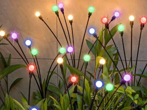 LAMPKI OGRODOWE SOLARNE KULECZKI 2 SZTUKI PO 6 LAMPEK LED RGB DŁUGIE 70 CM