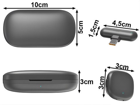 2x mikrofon bezprzewodowy krawatowy do iphone telefonu komputera usb-c