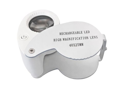 Lupa jubilerska powiększenie 40x kieszonkowa składana 25mm dioda 9 led