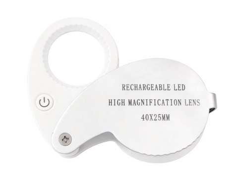 Lupa jubilerska powiększenie 40x kieszonkowa składana 25mm dioda 9 led