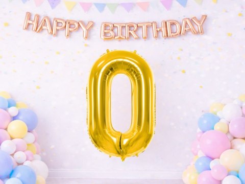 Balon foliowy cyfra liczba 0 złota 66cm urodziny przyjęcie dekoraca złoty