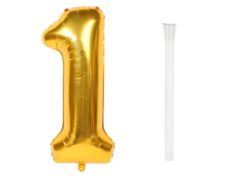 Balon foliowy cyfra liczba 1 złota 66cm urodziny przyjęcie dekoraca złoty