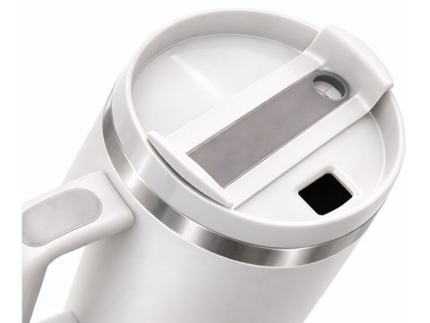 Duży kubek termiczny 1,2l słomka uchwytem stalowy termos na zimne i gorące