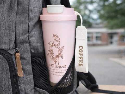 Kubek termiczny 530ml słomka z uchwytem stalowy termos na zimne i gorące