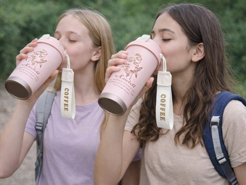 Kubek termiczny 530ml słomka z uchwytem stalowy termos na zimne i gorące