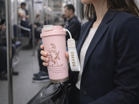 Kubek termiczny 530ml słomka z uchwytem stalowy termos na zimne i gorące