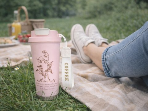 Kubek termiczny 530ml słomka z uchwytem stalowy termos na zimne i gorące