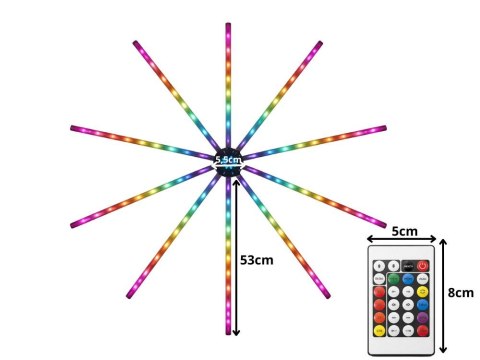 Lampa led fajerwerki rgb app + pilot samoprzylepna dekoracja impreza
