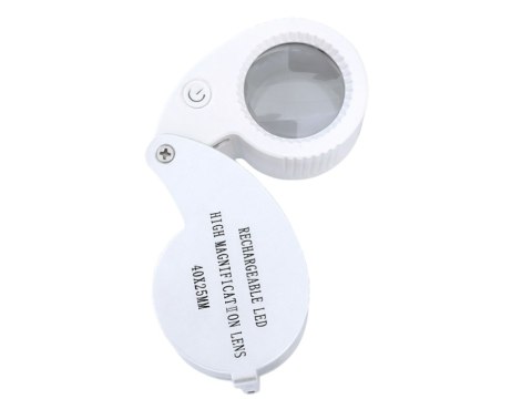 Lupa jubilerska powiększenie 40x kieszonkowa składana 25mm dioda 9 led