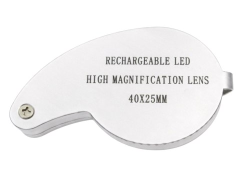 Lupa jubilerska powiększenie 40x kieszonkowa składana 25mm dioda 9 led