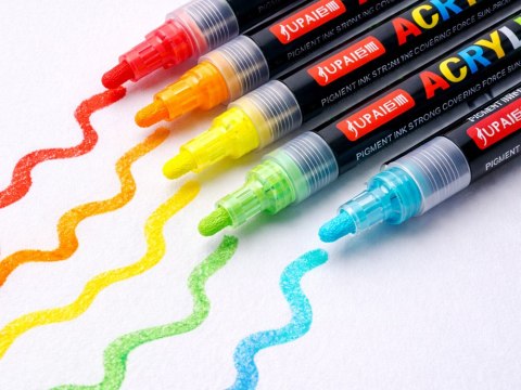Markery akrylowe zestaw 12 szt pisaki flamastry mazaki wodoodporne z farbą