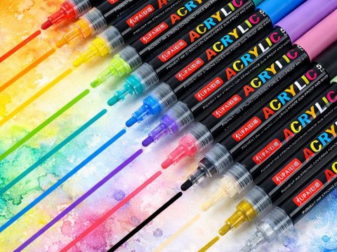 Markery akrylowe zestaw 12 szt pisaki flamastry mazaki wodoodporne z farbą