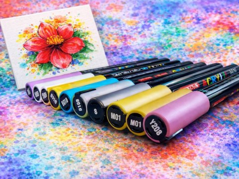 Markery akrylowe zestaw 24 szt pisaki flamastry mazaki wodoodporne z farbą
