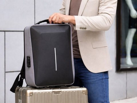 Plecak biznesowy antykradzieżowy usztywniany na laptop zamek szyfrowy duży