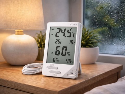 Stacja pogodowa pogody lcd termometr sonda higrometr magnes pokojowy zew