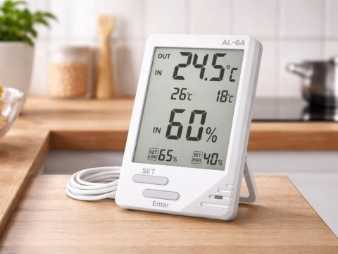 Stacja pogodowa pogody lcd termometr sonda higrometr magnes pokojowy zew