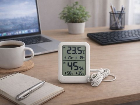 Stacja pogodowa pogody lcd termometr sonda higrometr magnes pokojowy zew