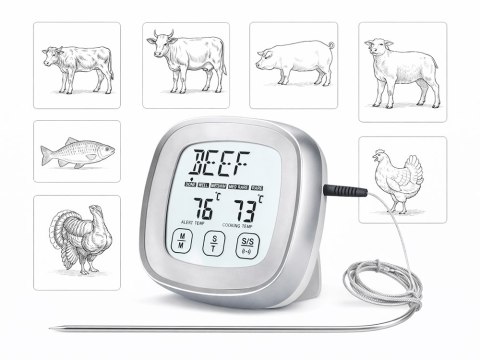Termometr do mięsa mięs z sondą kuchenny dotykowy cyfrowy do smażenia lcd