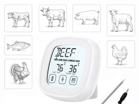 Termometr do mięsa mięs z sondą kuchenny dotykowy cyfrowy do smażenia lcd