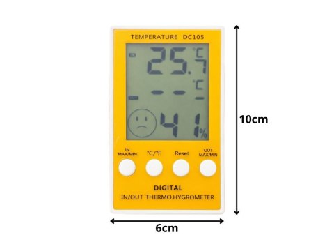 Termometr higrometr cyfrowy z sondą in/out lcd temperatura wilgotność