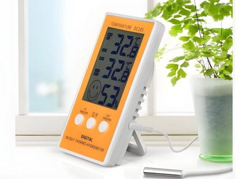 Termometr higrometr cyfrowy z sondą in/out lcd temperatura wilgotność