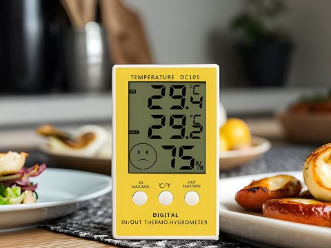Termometr higrometr cyfrowy z sondą in/out lcd temperatura wilgotność