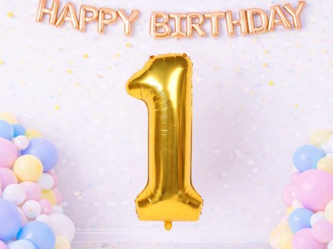 Balon foliowy cyfra liczba 1 złota 66cm urodziny przyjęcie dekoraca złoty