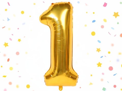 Balon foliowy cyfra liczba 1 złota 66cm urodziny przyjęcie dekoraca złoty