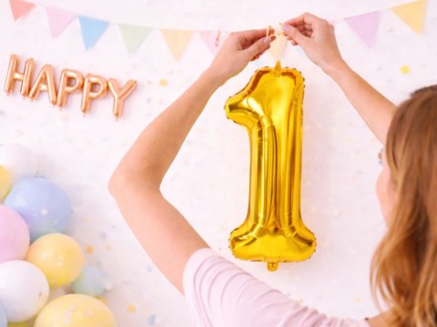 Balon foliowy cyfra liczba 1 złota 66cm urodziny przyjęcie dekoraca złoty