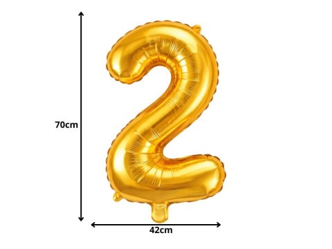 Balon foliowy cyfra liczba 2 złota 66cm urodziny przyjęcie dekoraca złoty