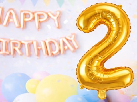Balon foliowy cyfra liczba 2 złota 66cm urodziny przyjęcie dekoraca złoty