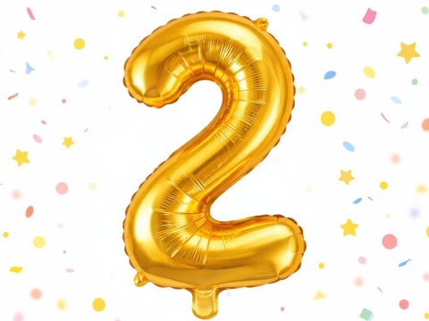 Balon foliowy cyfra liczba 2 złota 66cm urodziny przyjęcie dekoraca złoty