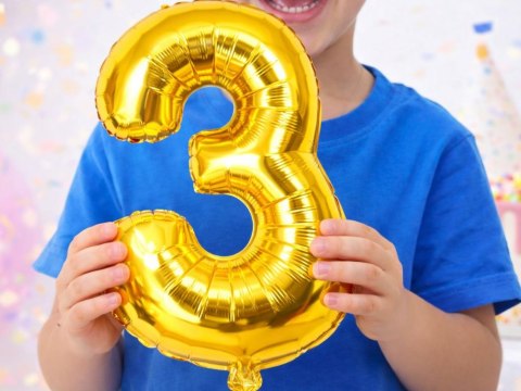 Balon foliowy cyfra liczba 3 złota 66cm urodziny przyjęcie dekoraca złoty