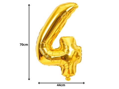 Balon foliowy cyfra liczba 4 złota 66cm urodziny przyjęcie dekoraca złoty