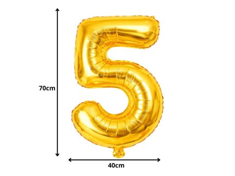 Balon foliowy cyfra liczba 5 złota 66cm urodziny przyjęcie dekoraca złoty