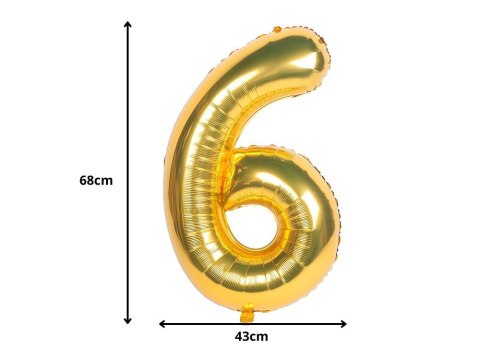 Balon foliowy cyfra liczba 6 złota 66cm urodziny przyjęcie dekoraca złoty